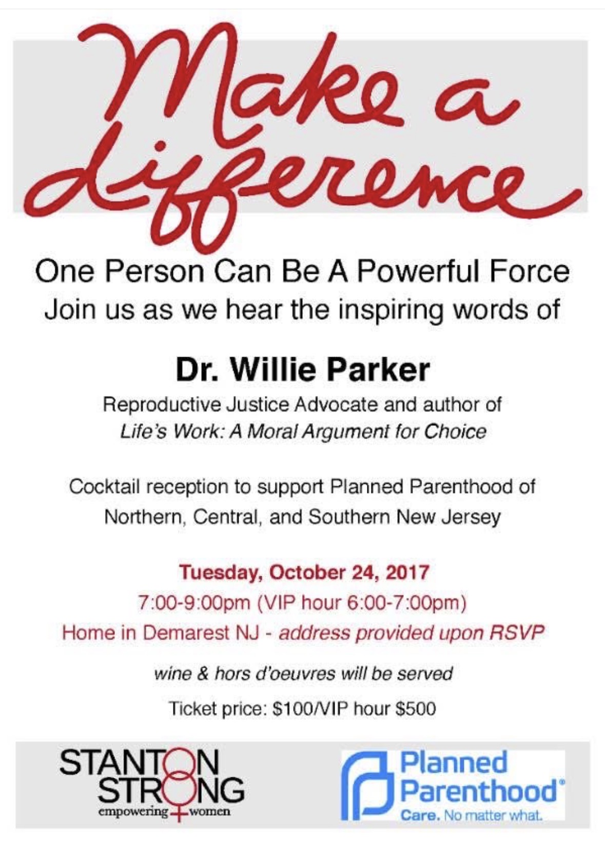 Make a Difference event featuring Dr. Willie Parker
